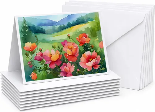 Miniatura 46 de Caroline's Treasures DAC1709GCA7P - Tarjetas de felicitación y sobres de arándanos de Texas en acuarela, paquete de 8 tarjetas en blanco con sobres