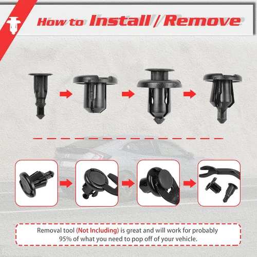 Miniatura 4 de OTUAYAUTO 100 piezas de clips para parachoques, clips de remplazo de forro de defensa de 10 mm para Honda Accord 1999-2011, clips de retenedores