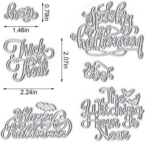 Miniatura 2 de Hying Troqueles de Feliz Halloween para hacer tarjetas, palabras de bendición de murciélagos, troqueles de corte para álbumes de recortes, papel