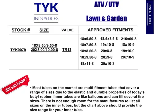Miniatura 4 de Dos tubos interiores de 20x9-8 que se ajustan a las llantas Cub Cadet con tapas de válvula de goma TR13. Tubos interiores de 20x9.00-8, 20x900-8