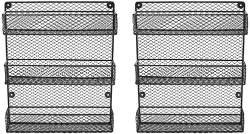 Miniatura 4 de Estante para especias de montaje en pared, estante organizador de almacenamiento de cocina de 3 niveles, diseño que ahorra espacio, incluye 2