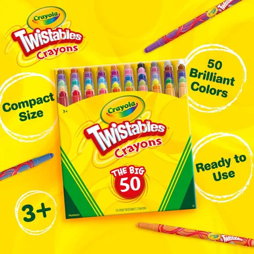 Miniatura 5 de Crayola Mini crayones Twistables (50 unidades), suministros de arte para niños, regalos únicos para niños, juego de colorear, crayones para niños