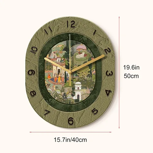 Miniatura 2 de Reloj de pared retro para sala de estar, reloj de pared decorativo sin tictac, silencioso, reloj de pared con pintura artística para dormitorio
