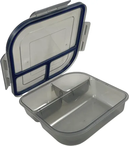 Miniatura 9 de MyGo Container - Contenedor grande para llevar de 3 compartimentos, 9-3/8" X 9-3/8" X 2-1/2", reutilizable, apto para microondas, azul