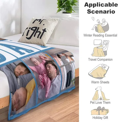 Miniatura 3 de Artsadd Regalos para el Día del Padre, manta personalizada con fotos, regalos para papá de hija o hijo, manta con fotos personalizadas, regalos