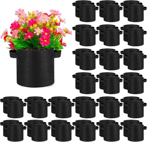 Miniatura 12 de Nuanchu 60 paquetes de bolsas de cultivo de 2 galones, maceta de tela de aireación a granel con asas, bolsas de jardín no tejidas gruesas