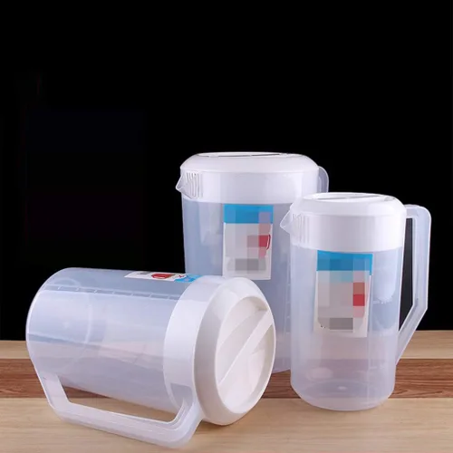 Miniatura 8 de Housoutil Hervidor de medición con escala de 2.5 L de plástico para bebidas con tapa, jarra de agua fría para jugo, té helado, leche, cerveza