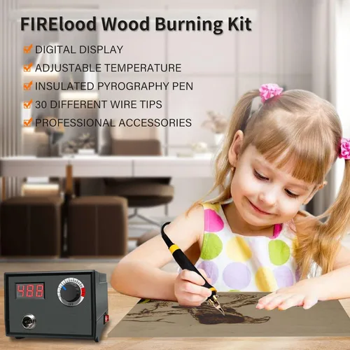 Miniatura 5 de FIRElood Herramienta de Combustión de Madera, Kit de Pluma de Combustión de Madera 25~750℃, Kit Profesional de Combustión de Madera, con Termómetro