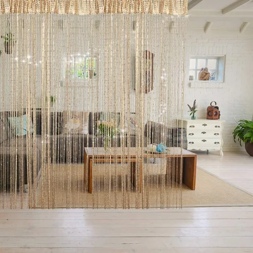 Miniatura 5 de WILLBOND 4 piezas de cortinas de cadena con flecos de purpurina para ventana de 79 x 39 pulgadas, tira divisora para puerta, borla para boda, sala
