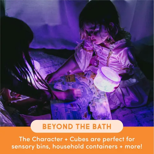 Miniatura 6 de Glo Pals Juguete sensorial de baño activado con luz y cubos para el baño y juego sensorial, personaje Abby Cadabby y 6 cubos, brilla en rosa