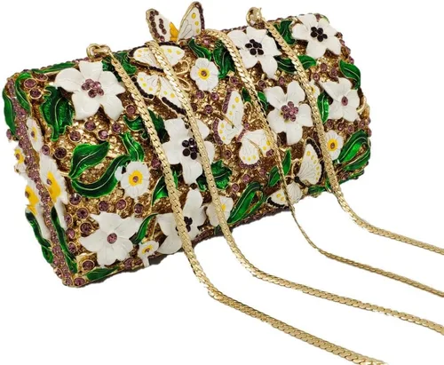 Miniatura 4 de Boutique De FGG Flores y mariposas mujeres cristal embrague bolso de noche boda fiesta Rhinestone bolsos