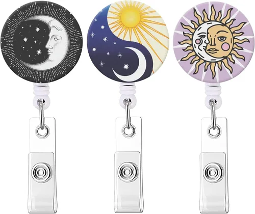 Miniatura 19 de Carrete retráctil para credenciales de enfermera, lindo nombre, carretes decorativos para tarjetas de identificación con clip en soportes