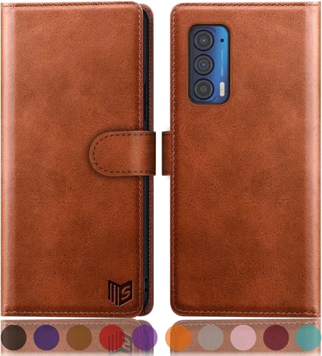 Miniatura 7 de SUANPOT Funda tipo cartera para Motorola Moto Edge 5G UW/Edge 2021 con bloqueo RFID, soporte para tarjetas de crédito, funda de piel sintética