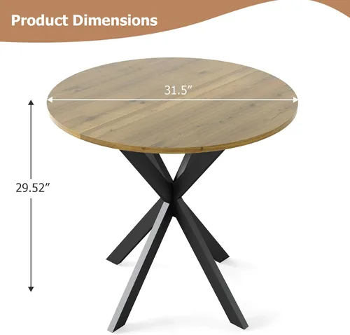 Miniatura 2 de Zevemomo Mesa de comedor redonda, mesa de comedor pequeña de 31.5 pulgadas para 2-4, mesa de cocina redonda con patas negras de metal, mesa