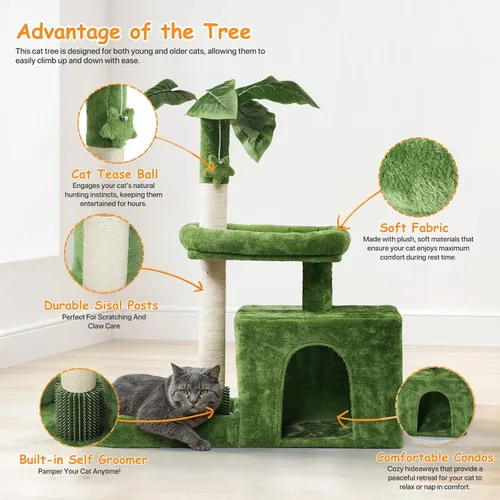 Miniatura 4 de Colección Athena - Pequeño Árbol para Gatos con Torre y Rascador, Árbol para Gatos Moderno y Bonito de 32 Pulgadas con Confortable Nido, Bola