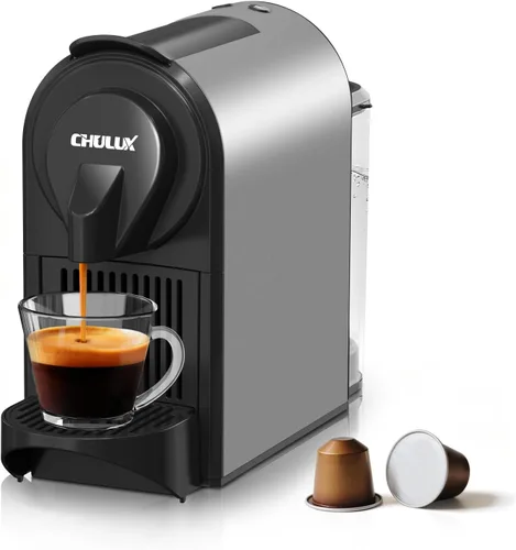 CHULUX Máquina de café expreso compacta, cafetera de una sola porción de 20 bares, tamaños de preparación doble para espresso y lungo, preparación
