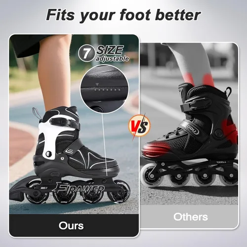 Miniatura 4 de Patines en línea ajustables para niños de 4 a 12 años, patines en línea juveniles para niñas y niños de 5 a 8 y de 8 a 12 con ruedas que se iluminan