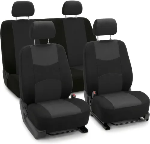 Miniatura 17 de FH Group Juego completo de fundas de asiento de automóvil de tela plana, color beige combo, diseño de fundas de asiento de automóvil pequeño