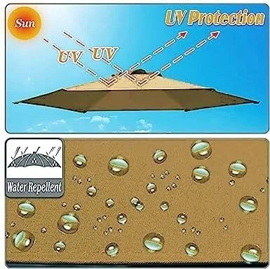 Miniatura 3 de Fundas de repuesto para paraguas (9 pies/10 pies/6 varillas/8 varillas), toldos de repuesto para paraguas de tela, resistentes al agua/UV30+