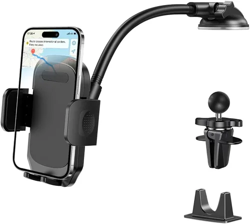 Miniatura 9 de Soporte para parabrisas de automóvil, rotación de 360°, con ventosa fuerte, soporte para teléfono móvil con cuello de cisne, soporte para teléfono