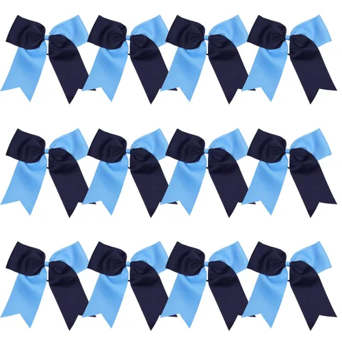 Miniatura 24 de Lazos de animadora jumbo de 8 pulgadas con diamantes de imitación brillantes para cola de caballo, lazos de porrista, 6 unidades, color negro