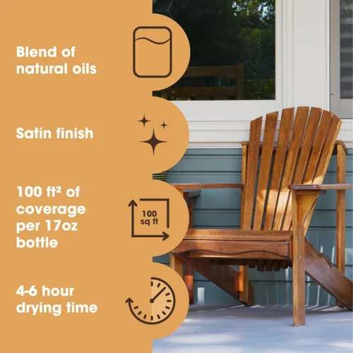 Miniatura 5 de Furniture Clinic Danish Oil Cuidado de madera para muebles de madera interiores y exteriores, roble, pino, teca, imprimación, sello y acabado