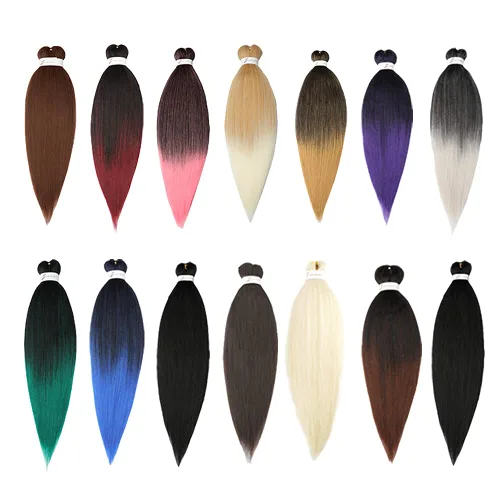 Miniatura 8 de Extensiones de cabello trenzado preestirado profesional de ganchillo de 32 pulgadas, 8 paquetes de cabello sintético Yaki trenzado de ganchillo