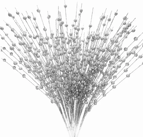Miniatura 25 de CATTREE Plantas artificiales para decoración de Navidad, hierba de plástico dorado, hojas falsas, arbustos de simulación para interiores y Hojas