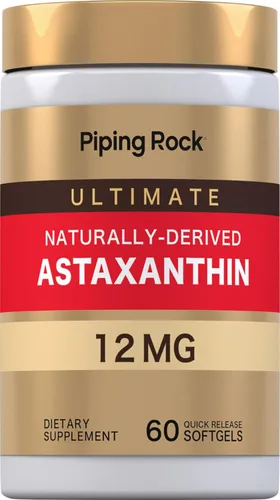 Piping Rock Astaxantina 12 mg | 60 cápsulas blandas de liberación rápida | Suplemento de extracto orgánico | Sin gluten, sin OMG