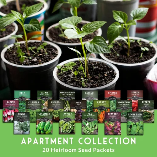 Miniatura 3 de Kit de semillas de jardín hidropónico e interior - 20 variedades compactas de verduras y hierbas tradicionales Apartamento, espacio pequeño, patio
