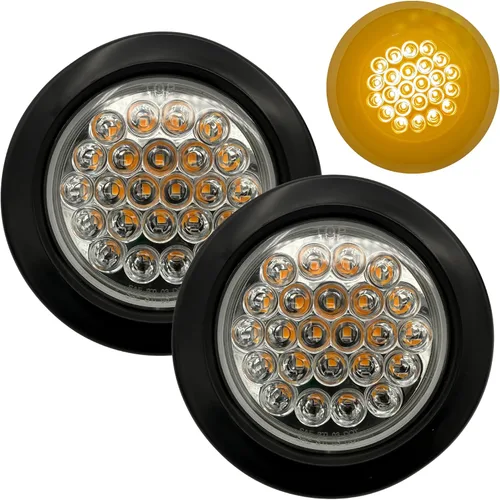 Miniatura 6 de All Star Truck Parts Luz estroboscópica empotrable LED redonda de 4 pulgadas, 24 LED DOT/SAE aprobado y marcado, impermeable, súper brillante