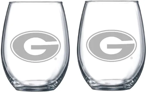 Miniatura 25 de RFSJ Juego de 2 copas de vino o bebidas con logotipo de Satin Frost (Harvard)