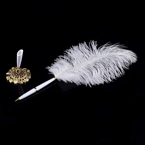 Miniatura 2 de Tyenaza Pluma de pluma de avestruz retro, pluma de firma de oficina, regalo de cumpleaños personalizado, pluma de avestruz, pluma de agua