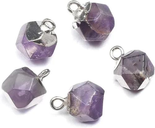 Miniatura 5 de 10 dijes cuadrados facetados de piedras preciosas naturales de amatistas para hacer collares y joyas