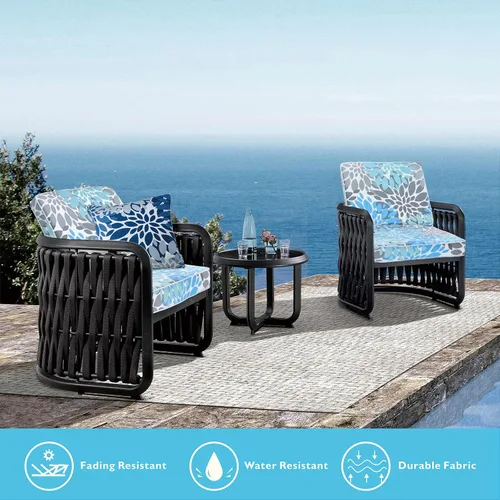Miniatura 3 de JMGBird Juego de cojines para sillas de exterior, cojines de asiento resistentes al agua de 22 x 22 pulgadas con lazos, cojines de exterior