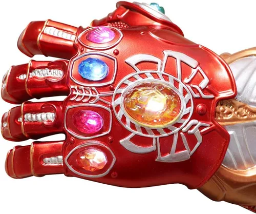 Miniatura 6 de Guantes de PVC con luces LED Thanos Infinity para el puño electrónico con baterías color dorado para adultos Cred Gloves Adultos talla única