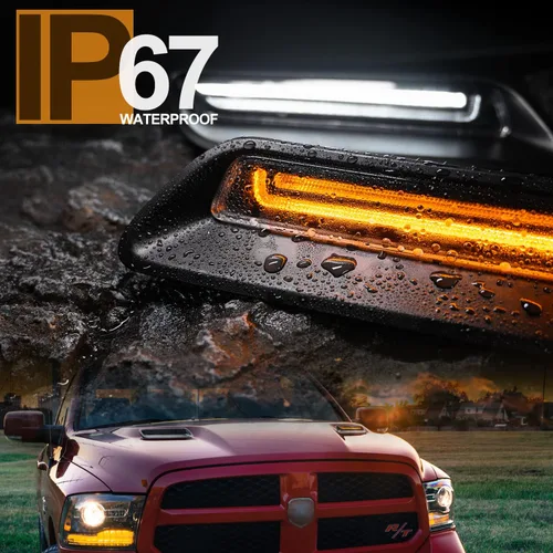 Miniatura 6 de Kit de barra de luz LED para campana de ventilación compatible con RAM 1500 Sport Hood Switchback 2010-2022 Lámpara de conducción DRL blanca