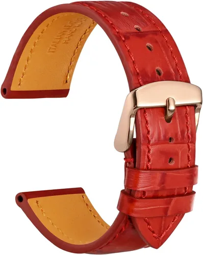 Miniatura 36 de WOCCI - Correas para reloj de cuero italiano, grano de cocodrilo en relieve, elige color y ancho 14 mm 18 mm 19 mm 20 mm 21 mm 22 mm, Negro