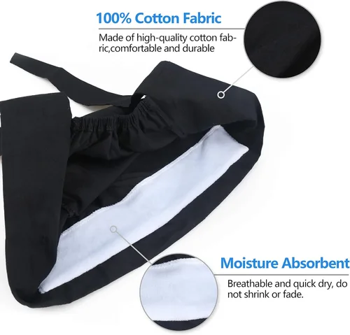 Miniatura 4 de QBA Gorra de trabajo ajustable con botón, gorro de trabajo de algodón, banda elástica para atar en la espalda, para mujeres y hombres, talla única