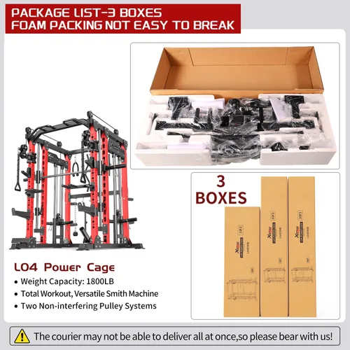 Miniatura 9 de Rack Multiusos para Sentadillas, Conjunto de Rack de Pesas Smith Machine con Sistema de Crossover de Cables, Racks de Potencia para Gimnasio en L04