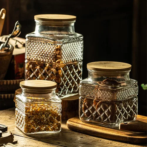 Miniatura 2 de Prettidecor Tarros de Almacenamiento de Vidrio, Recipientes Herméticos de 38 FL OZ con Tapa de Bambú, Contenedores Decorativos de Cocina