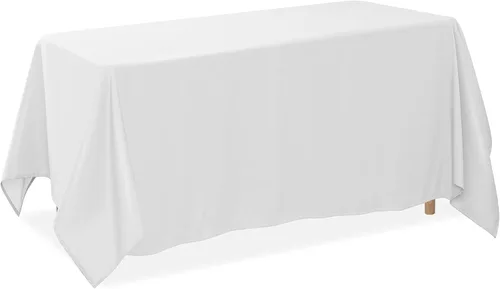 Miniatura 16 de Lann's Linens - Mantel rectangular de tela de poliéster de primera calidad para bodas, banquetes y restaurantes Blanco