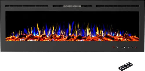 Miniatura 10 de Northwest Chimenea eléctrica montada en la pared de 36 pulgadas, calentador empotrado con ventilación frontal, control remoto, llamas LED y soportes