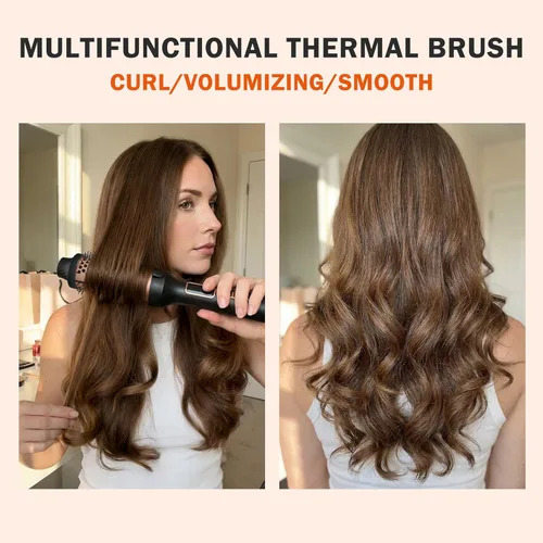 Miniatura 7 de NONK Cepillo térmico de 1.5 pulgadas, cepillo térmico redondo y rizador para todo el cabello, 5 controles de temperatura y doble voltaje, hace que