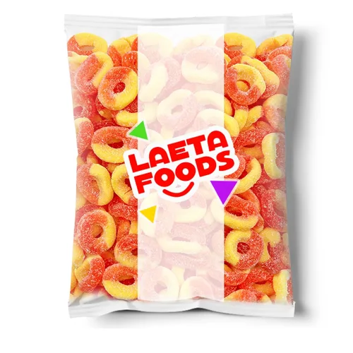 Miniatura 3 de Peach Rings - Gomitas de caramelo de goma Bolsa de 1 libra Dulces agridulces clásicos Anillos de goma con textura masticable Gomitas