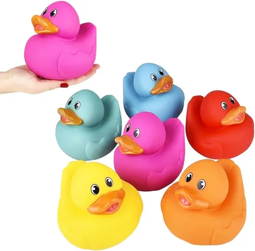Pato de goma grande de 5.5 pulgadas, varios patitos de juguete para niños, seis colores sólidos, regalos de cumpleaños de baño, baby showers, aula,