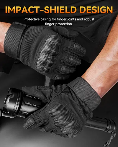 Miniatura 2 de KUMGIM Guantes tácticos para hombres y mujeres, guantes de motocicleta negros para pantalla táctil con carcasa dura para Airsoft, paintball