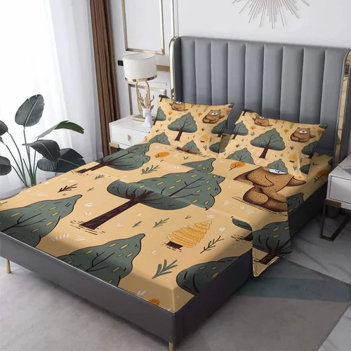 Miniatura 9 de Bear Sheets - Juego de sábanas de tamaño individual, sábanas de animales del bosque de dibujos animados, microfibra suave y bolsillo profundo