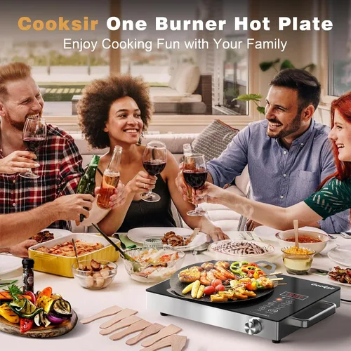 Miniatura 4 de Cocina eléctrica de quemador único - Placa caliente portátil de un quemador de 1800 W, 110 V, estufa eléctrica de encimera para el hogar, camping