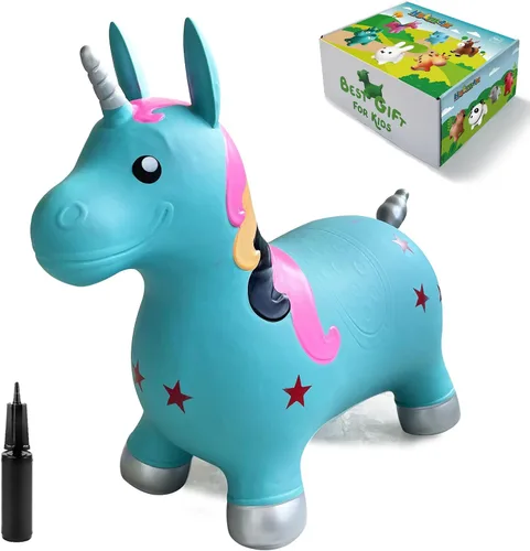 Miniatura 5 de HotMax Juguetes de caballo inflable de unicornio para niñas de 2 años, animales que rebotan, juguetes de salto de goma para bebé niña o niño, regalo